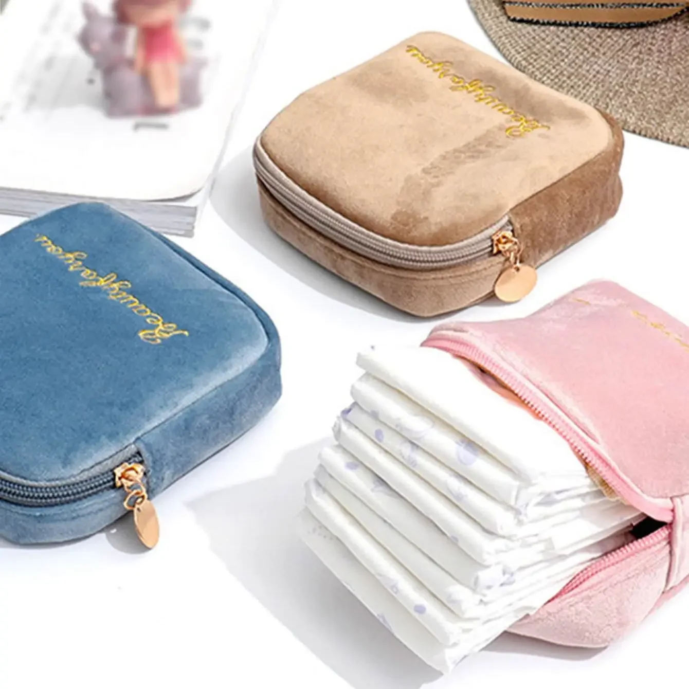 1pc-Girl Sanitary Napkin Storage Bag Sanitary Pad Bag Jewelry Storage Bag Headphone Bag Cosmetics Box