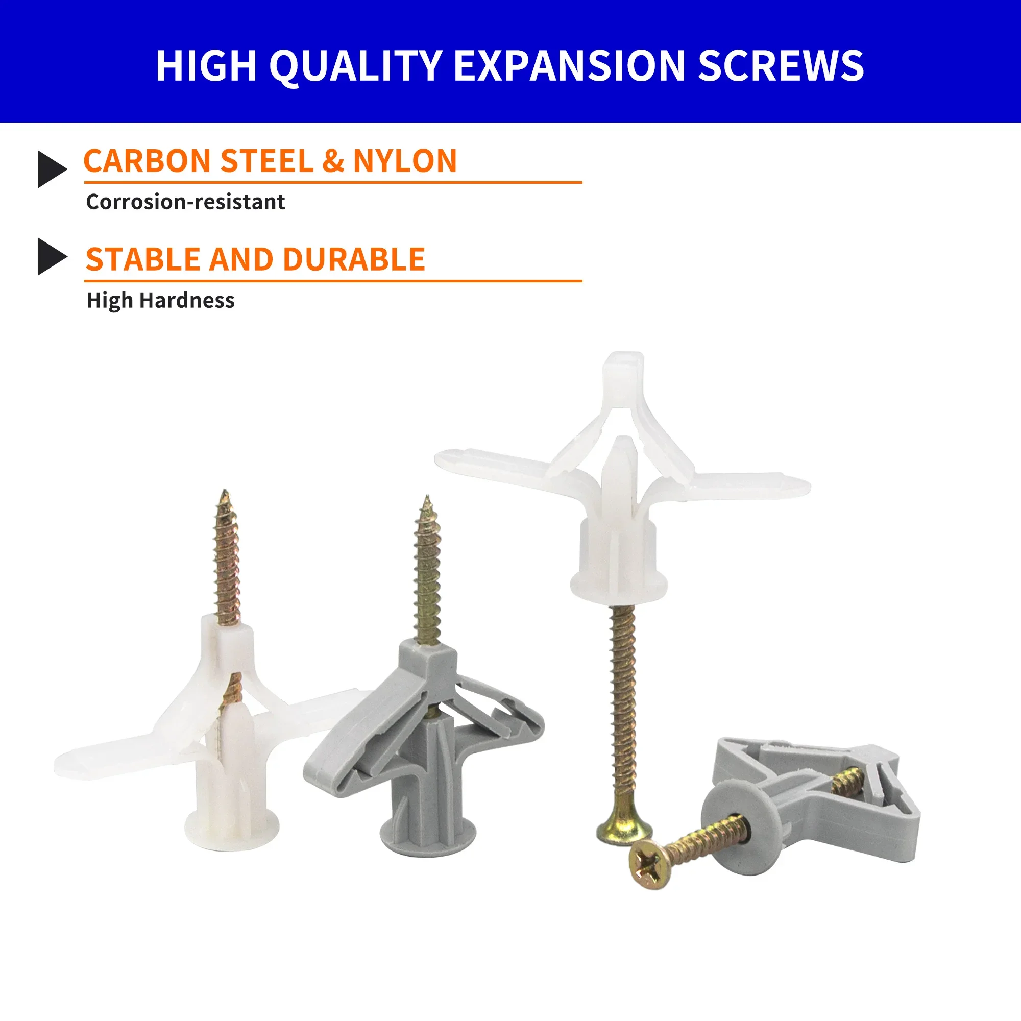Plastic Expansion Screw 10 sets/pack Airplane Expansion Pipe Curtain Gypsum Board Hollow Wall 3.5*50+Anchor 8*50 Plugs Up Aging