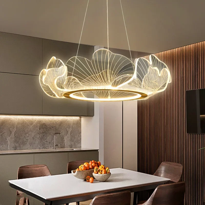 

Modern Petal Pendant Light Ring Highlight Acrylic Restaurant Bedroom Decorativos Deluxe Design Living Room Hanging Lamp Fixtures