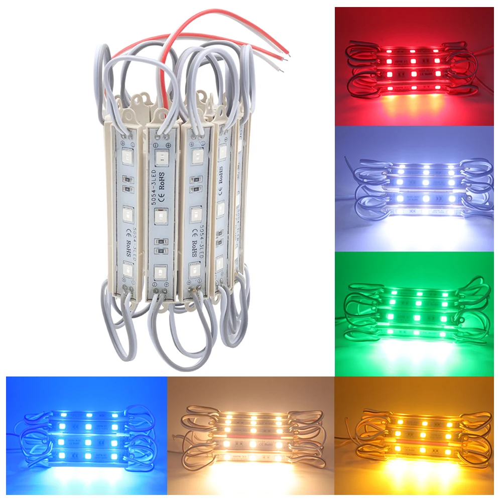 

12V LED Modules SMD 5054 Strip Lights String Waterproof Lamp 20pcs*3LED Pixel Tape Warm White Blue Red Green Light Box Lighting