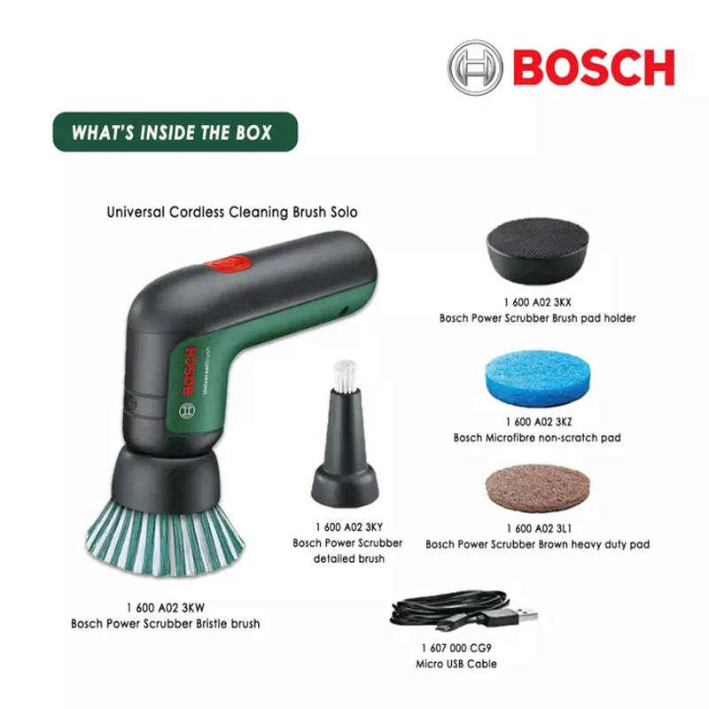 Bosch-Brosse de livres électrique sans fil, chargement USB, outil de lavage  de carreaux, cuisine, poêle, nettoyage, universel, maison, 3.6 V