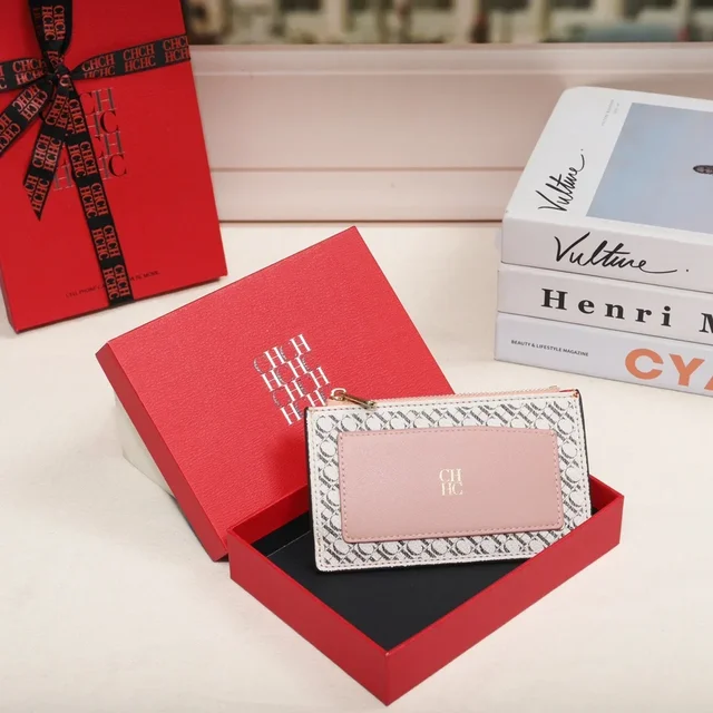 CH Women's Wallet Multi-Use Compact Fashion Money Clip Multiple Colors Elegant Convenient Boxes Simple Color Women's Card Bag 1