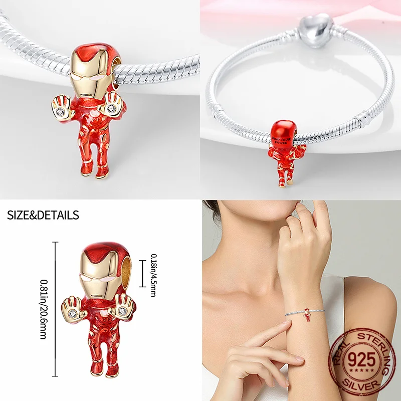 New 100% 925 Silver Disney Princess, Marvel Charm Beaded Women's Jewelry Suitable for Pandora Bracelets DIY Exquisite Gifts