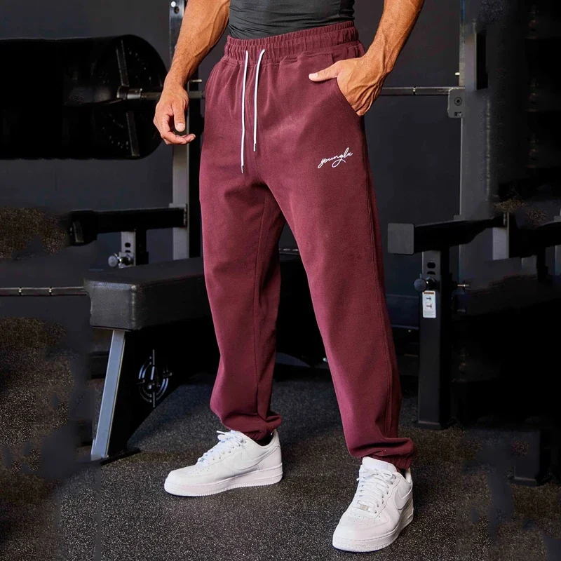 

Autumn Winter New American Style Men's Sweatpants Jogger Gym Sports Fitness Cotton Casual Pants Loose Mid Waist Drawstring Pants