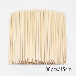 Nail Art Orange Wood Cuticle Sticks - Precision Manicure Tools for Gel Polish and Nail Design (100pcs 15cm)