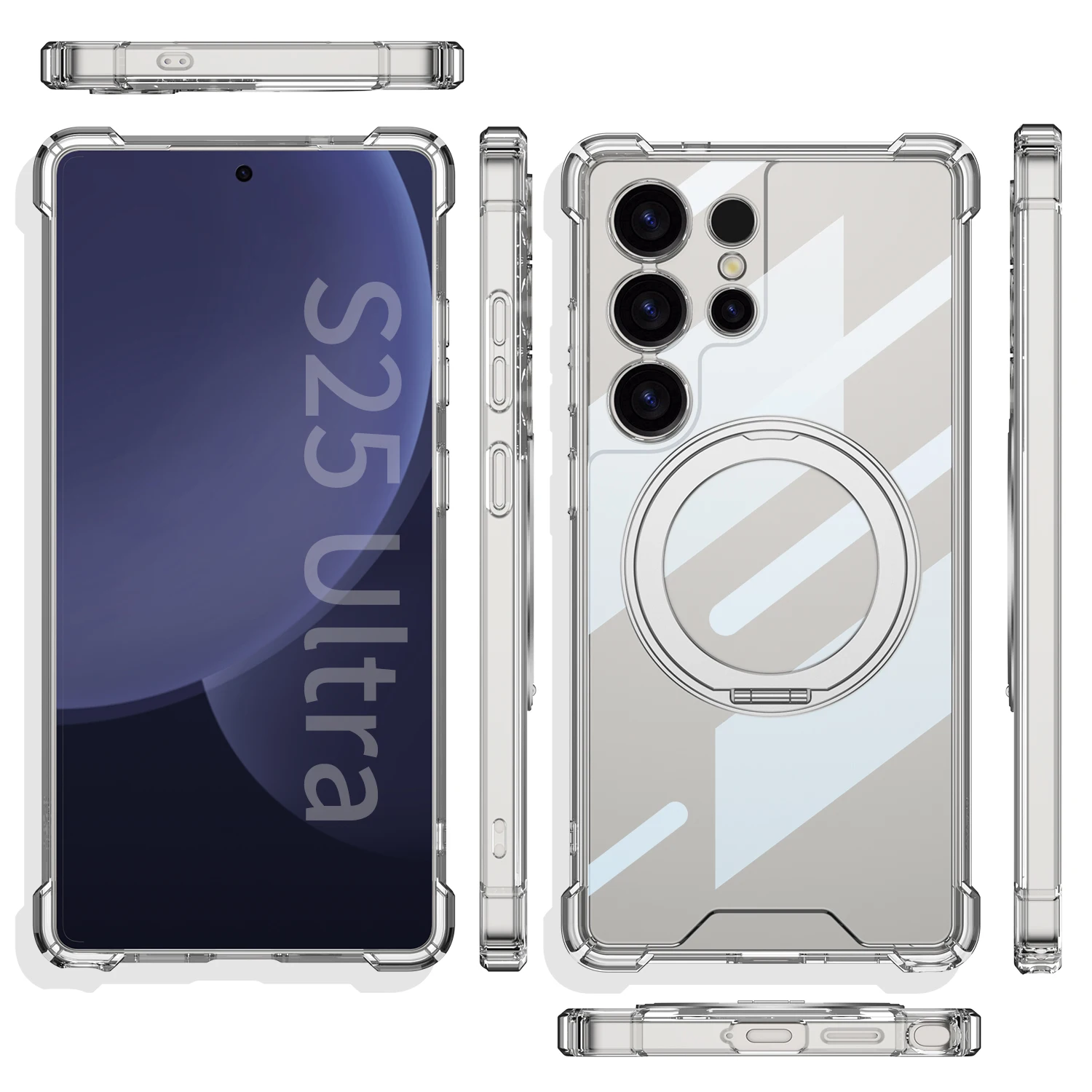 Enhanced Magnetic Clear Acrylic Stand Case with Airbag Anti-Knock Cover