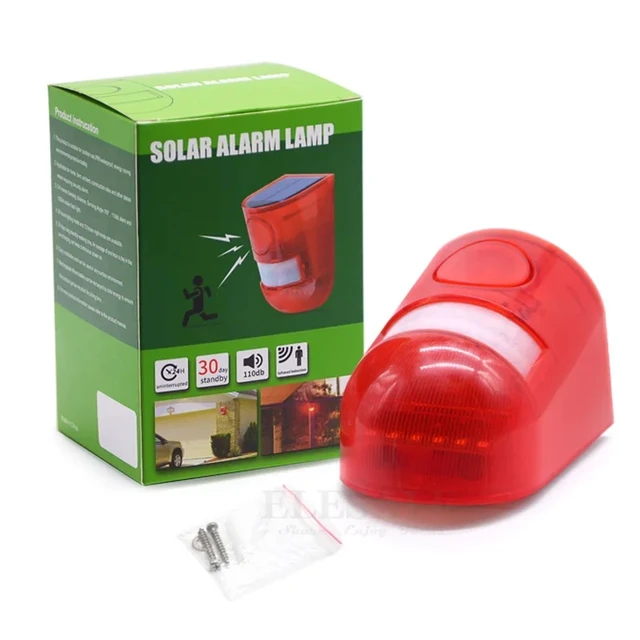 Solar Infrared Motion Sensor Alarm Motion Detector Siren Strobe With 110db Siren Strobe Light Home Garden Security Alarm System 4