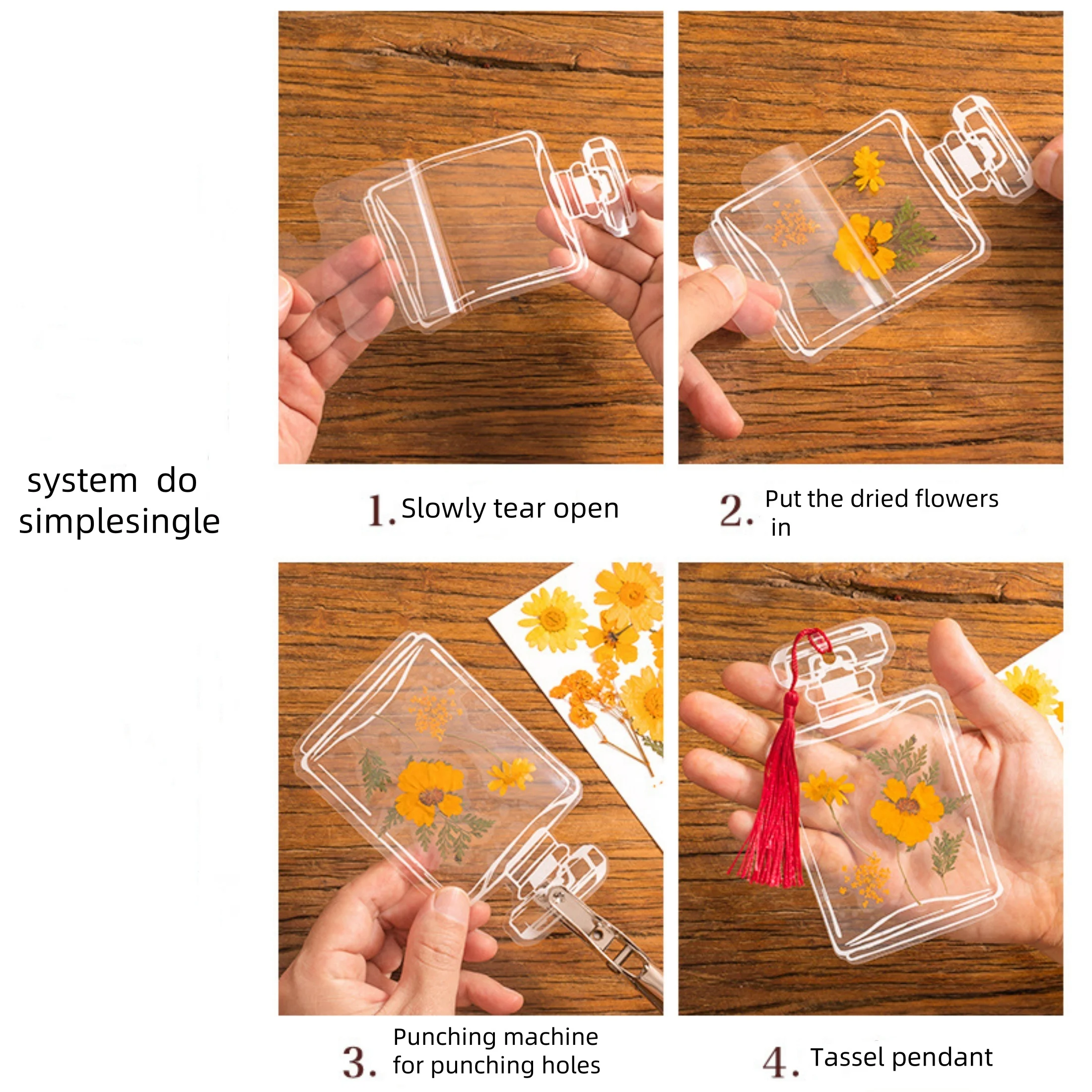 Dried flower bookmark handmade DIY material transparent specimen homemade drip glue embossed plant flower sticker bottle for ele 5