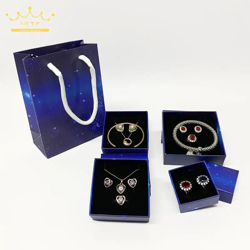 Dark Blue Starry Sky Jewelry Packaging Gift Box Ring Necklace Storage Paper Box Bracelet Box 10Pcs/lot