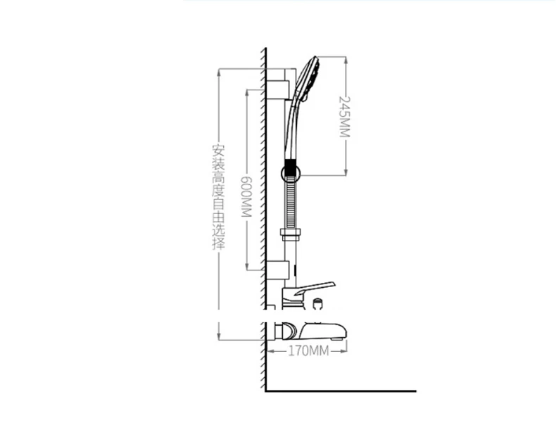 Description Picture 3 of itemBlack Shower Faucet Brass Mixer Wall Mounted Single Handle Bathroom Mixer Tap & Hand Shower & Shower Sliding Bar