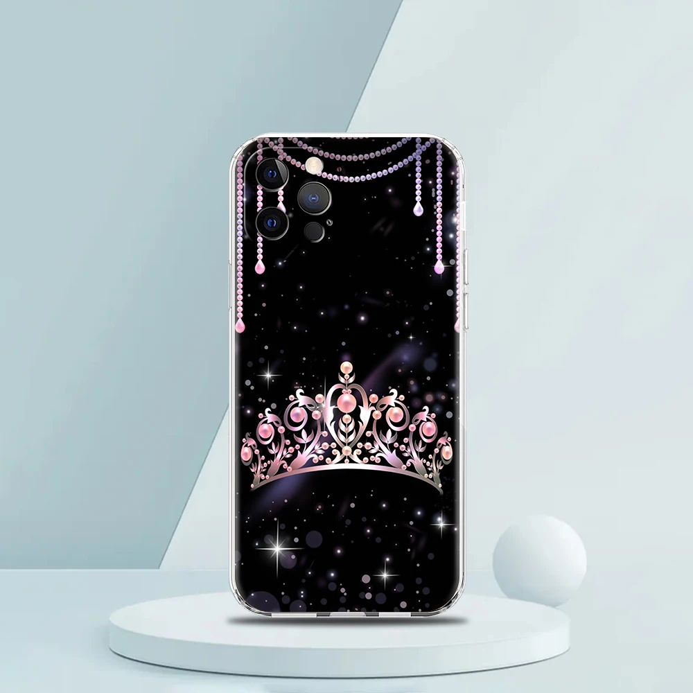 Diamond Crown Transparent Soft Phone Case - Elegant and Durable Protection