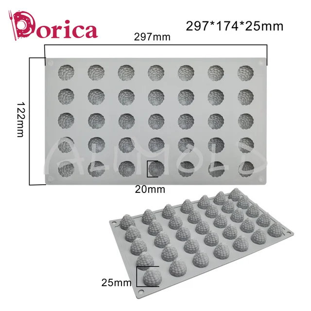 35 Lyukak Málna -Szilikon Penész A Habos Sütemény Sütéshez Szőrös Alakú Puding Fondant Csokoládé Konyhai Kiegészítők Bakeware - Image 2