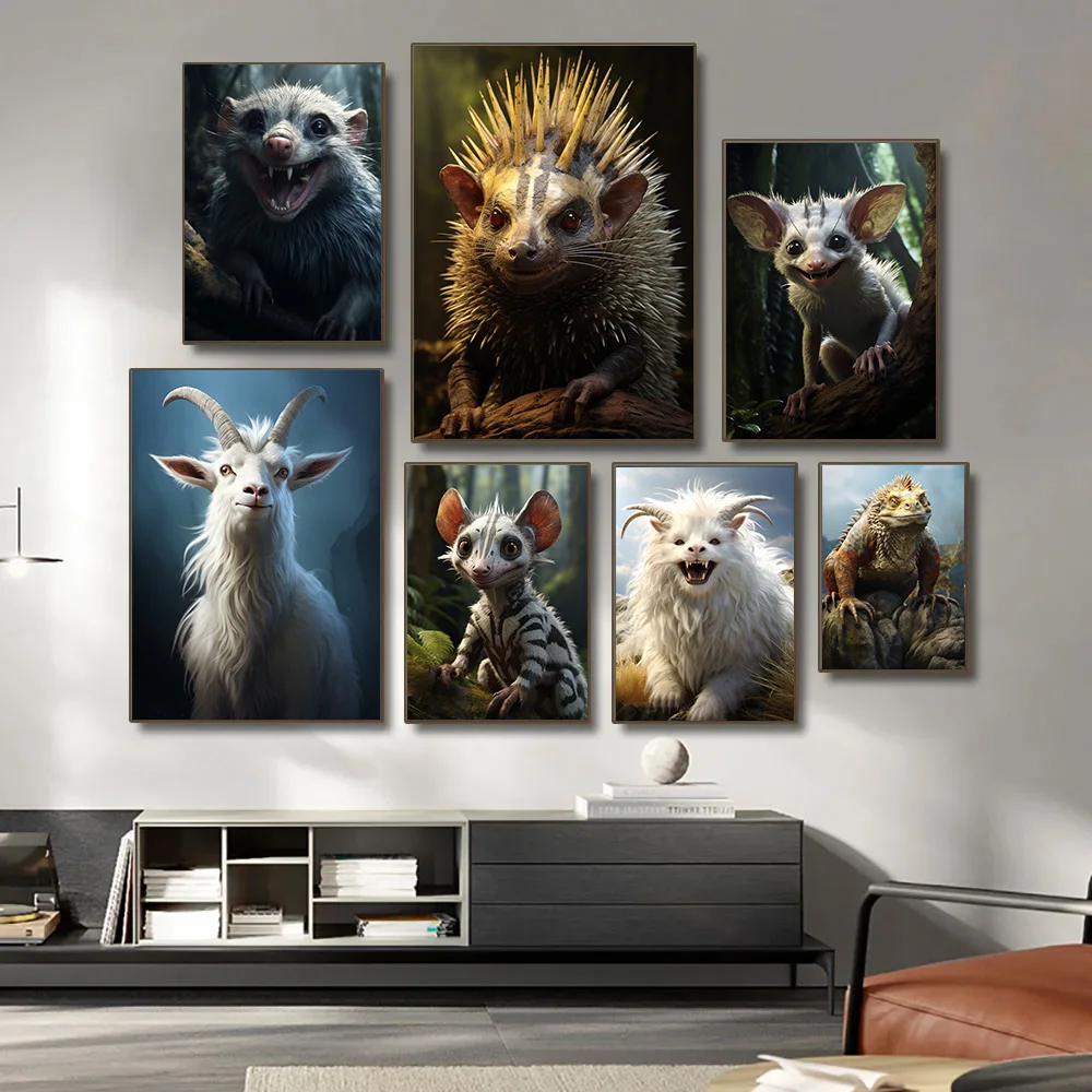 

1Pcs Beast Posters for Wall Decoration Painting Goat Decor for Room Animal Home Decor Interior Paintings Hedgehog Decorations