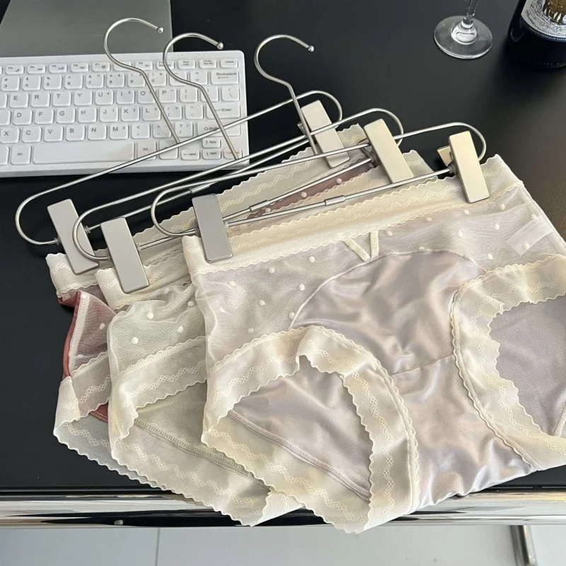Seamless Underwear for Women Lace Comfortable Ice Silk Not Stuck Crotch  Silk Antibacterial Mid-Waist Hollow Student Girl Triangl - AliExpress