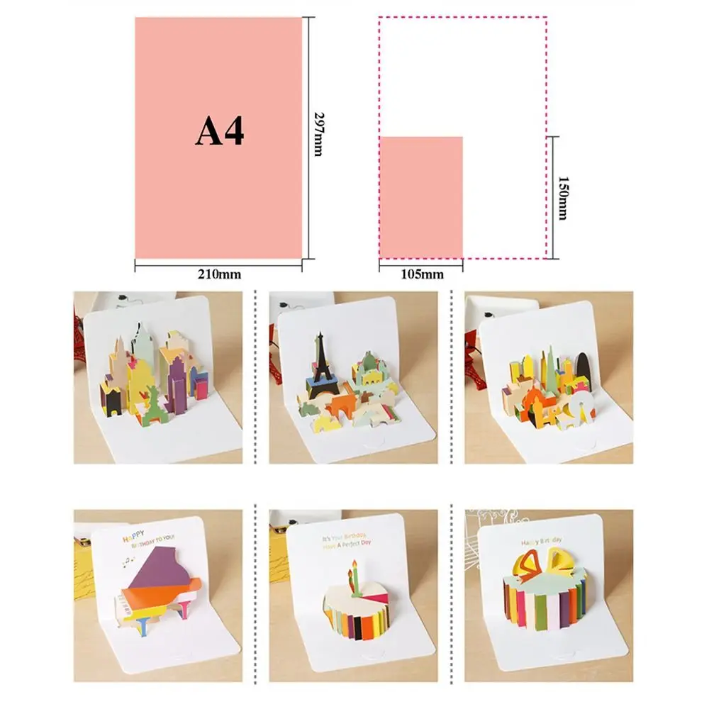 1pcs Happy Birthday Card for Kids Friends Family 3D Birthday Cake Pop-Up Greeting Cards Postcards Gifts with Envelope