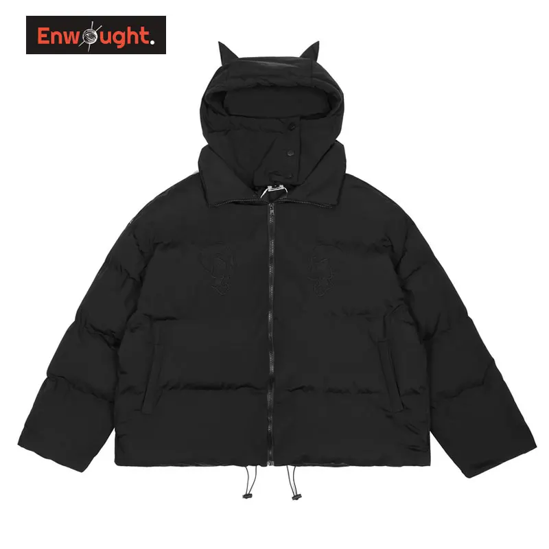 

Hip Hop Parkas Winter Jackets Man y2k Embroidered Little Devil Designer Hood Padded Jacket Streetwear Down Men Coats Outwear