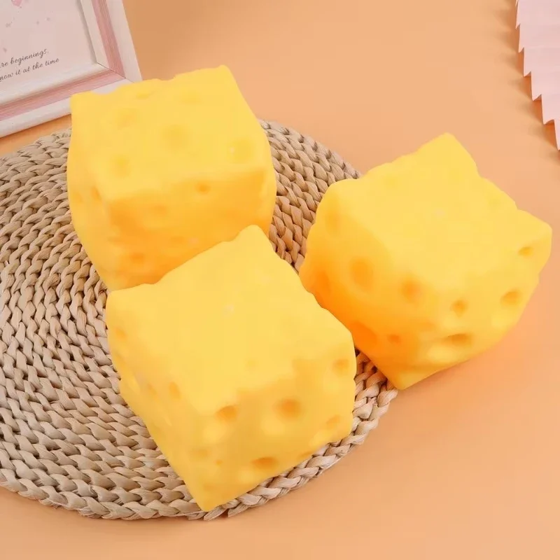Giant Extra-Large Cheese Squeeze Toy for Stress Relief and Sensory Play