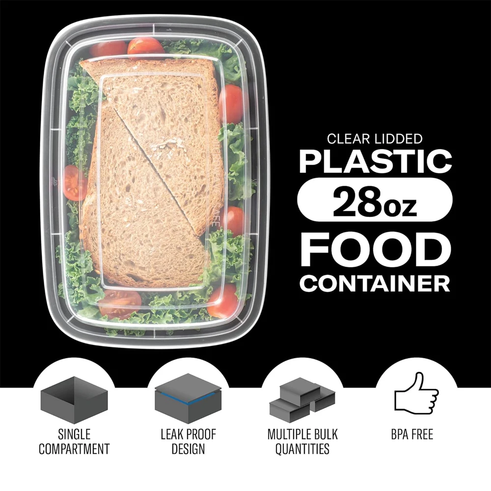 28OZ Reusable Meal Prep Containers Microwave Safe Food Storage Containers Lids Take Out Disposable Plastic Bento Lunch Box disposable containers disposable lunch box food storage containers