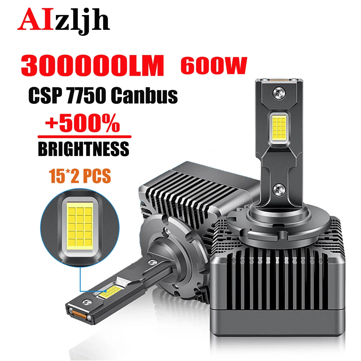 

AIZLJH 6000K Car LED Headlight Copper Tube High Bulb Lamps D1S D2S D3S D4S 300000LM 600W CSP 7750 Canbus Headlamps 12V Lights