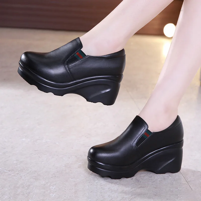 Small Size 32-43 Platform Heel Wedge Shoes Pumps Black Waterproof High Heels Ankle Boots Female Round Toe Fashion Casual Shoes