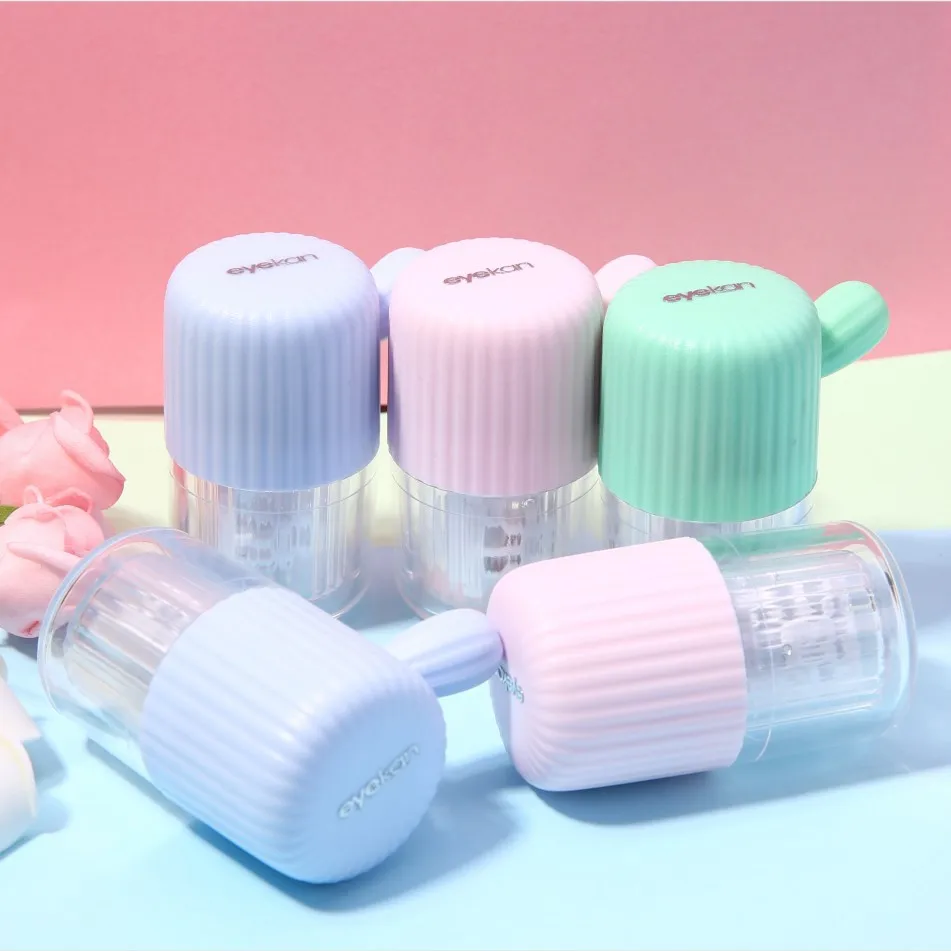 1 Set Manual Rotation Contact Lenses Cleaning Machin Travel Portable Colored Contact Lens Container Beauty Pupil Cleaning Tools