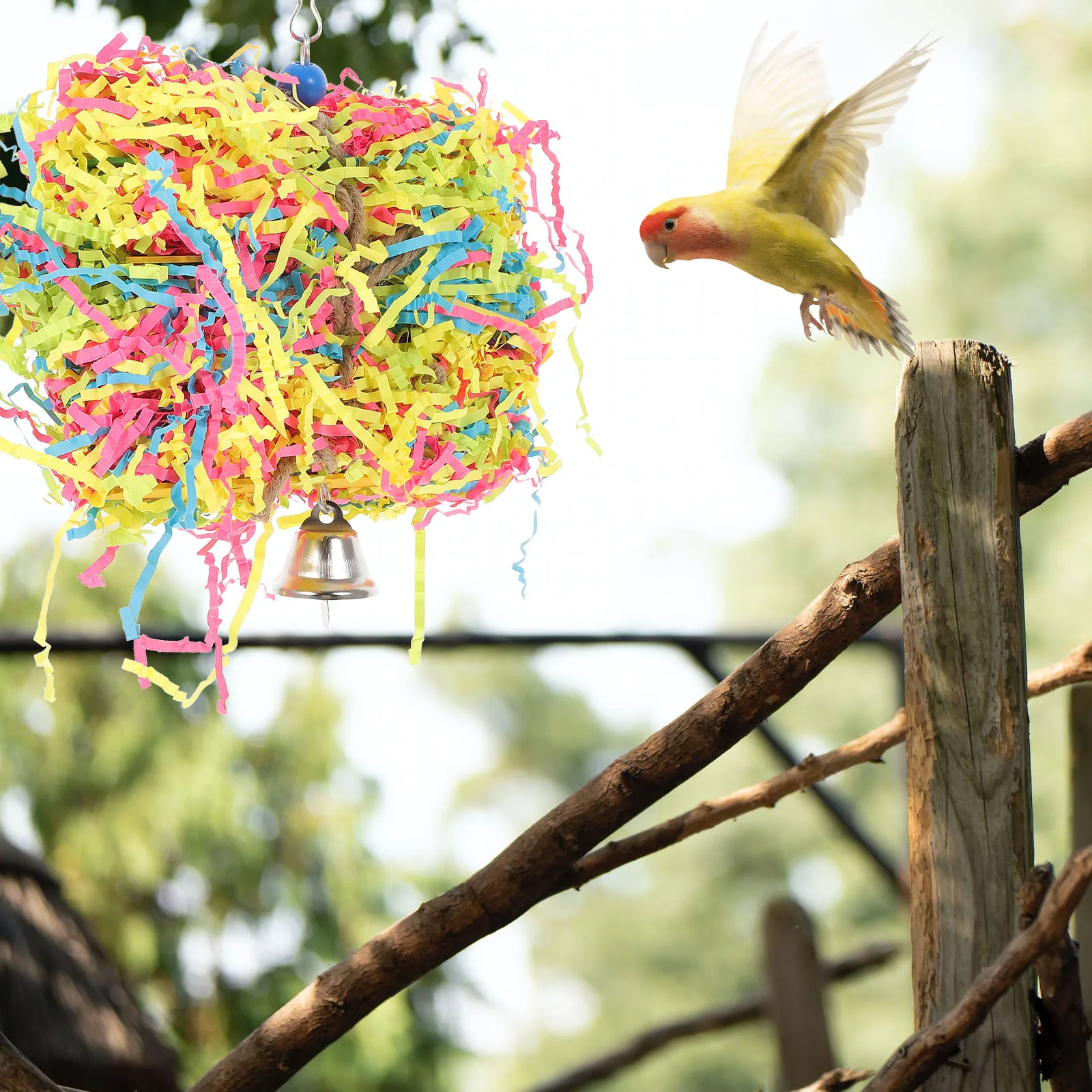 Parrot Toy Bird Toy Bird Cage Accessories Parrot Chewing Toy Parakeet Paper Budgie Cage Accessories Cockatiel Interesting Hanging Pet Plaything Grass Ball
