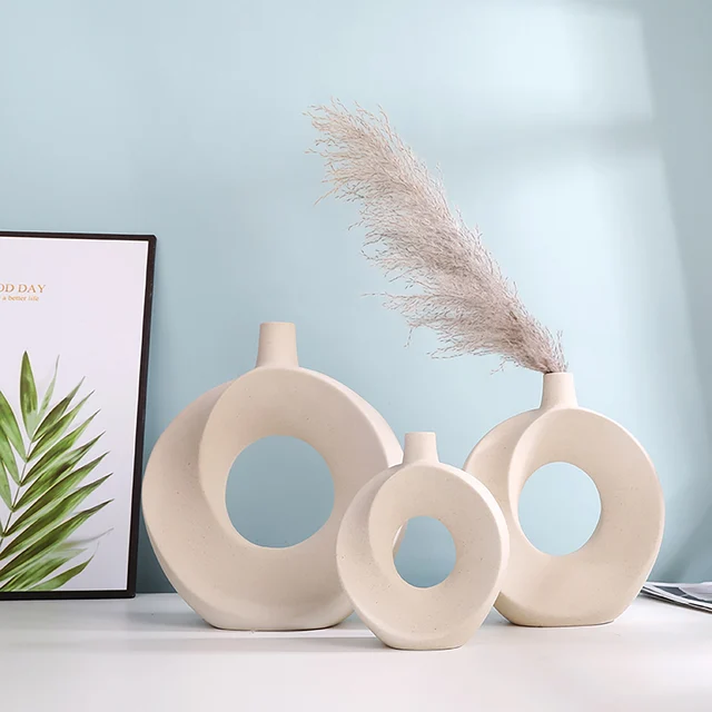 Creative Donut Shape Vases Simple Color Home Decorative Flower