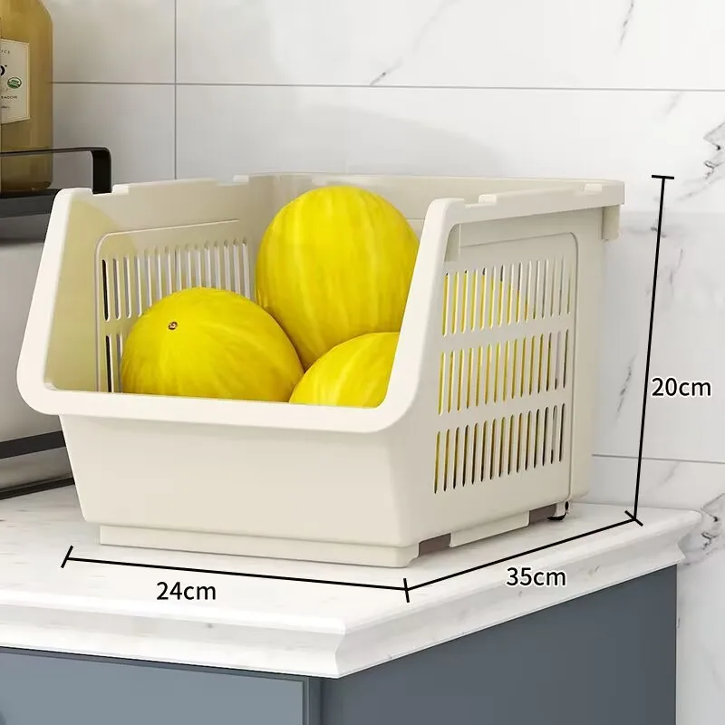 new Storage Basket Multifunctional High Capacity Stackable Hollow-out Fruit Vegetable Organizer for Kitchen