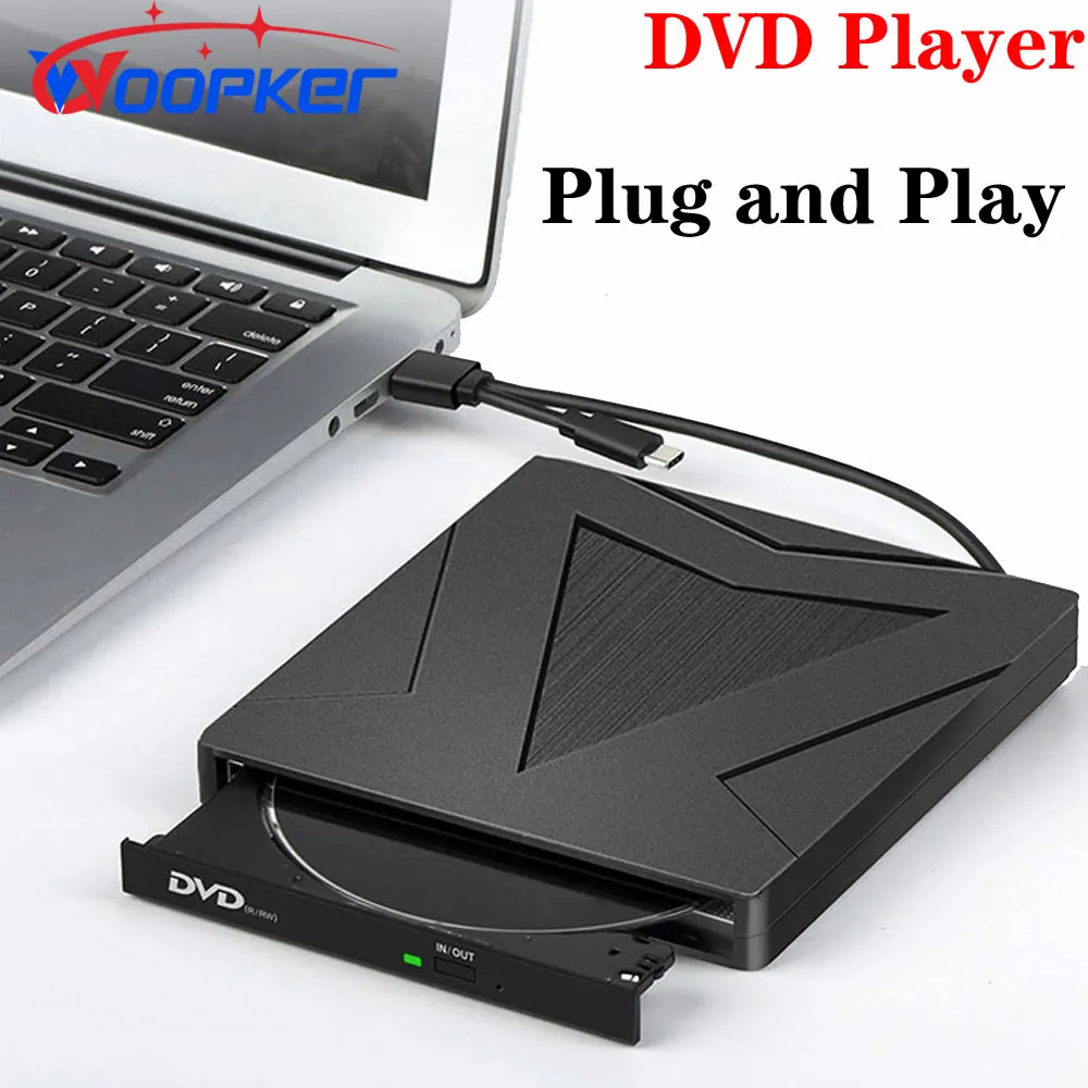 

External DVD Player DVD Recorder USB3.0 Type-c Portable Mobile External Drive Compatible With Laptop Windows Linux OS Apple Mac
