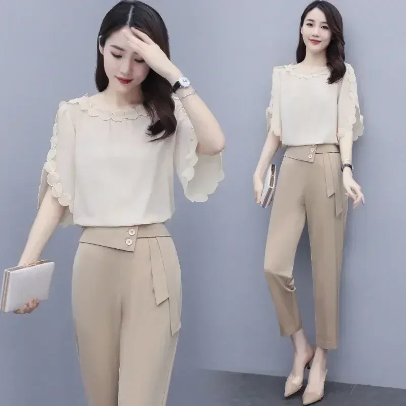 

Женский костюм Весна-Лето Корейская версия Новый зауженный Повседневный брючный костюм из двух предметов в иностранном стиле