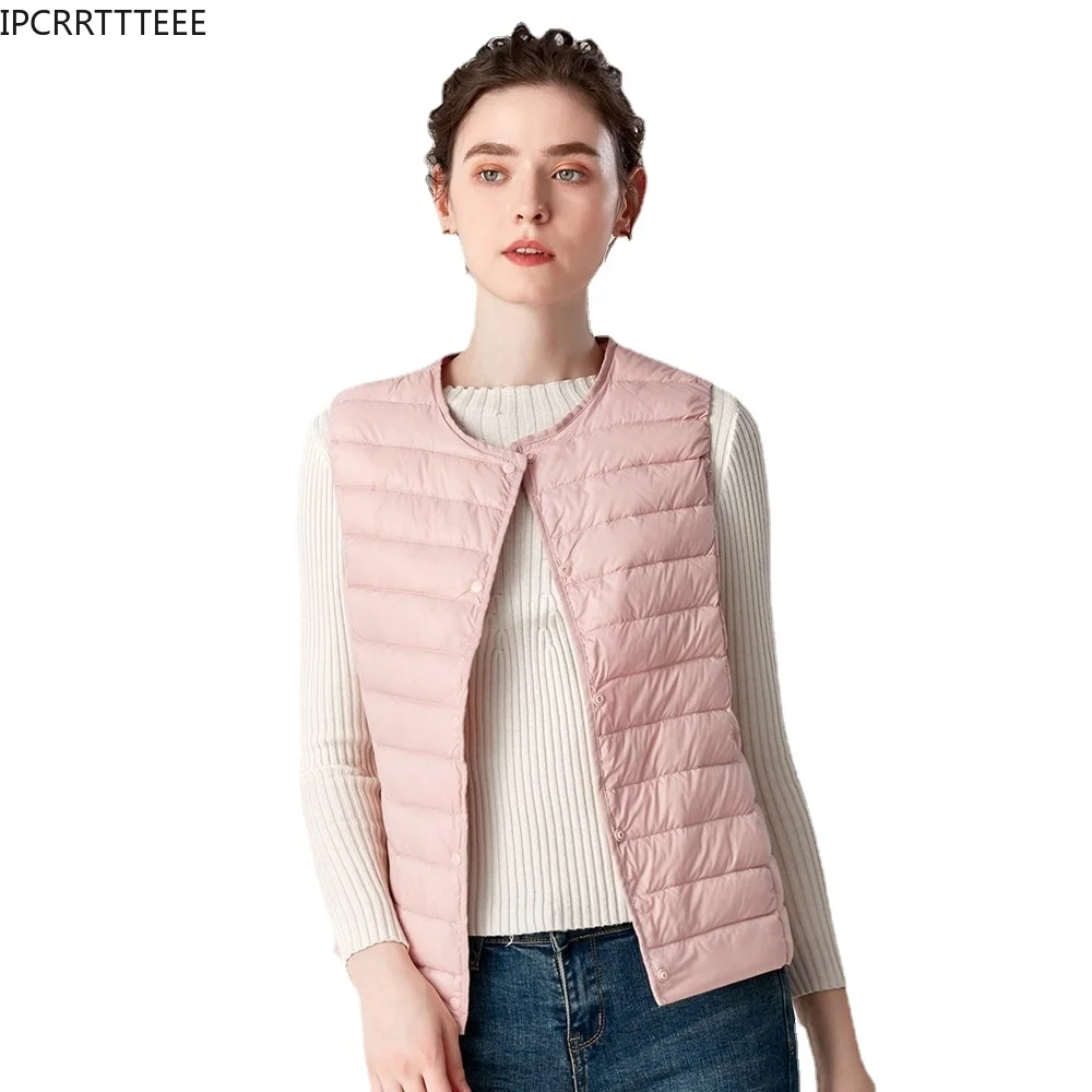 

Spring Autumn Women 90% White Duck Down Vest Waistcoat Soft Warm Thin Ultra Light Waistcoat Jacket Female Portable Vest Coat