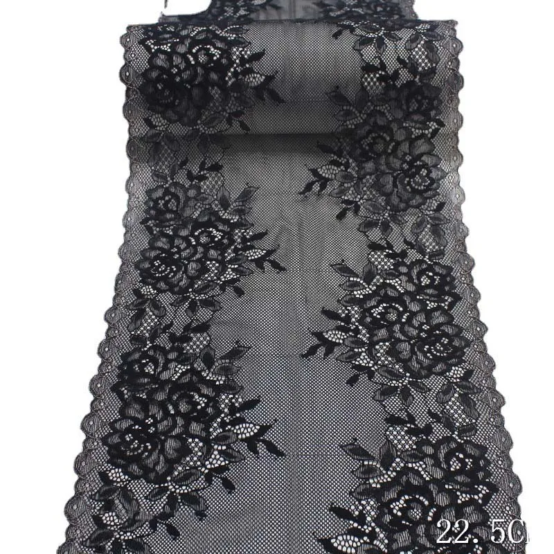 

50 ярдов Черная эластичная кружевная отделка «сделай сам», ткань для шитья нижнего белья, вырезанная винтажная эластичная кружевная отделка для работы с бюстгальтером