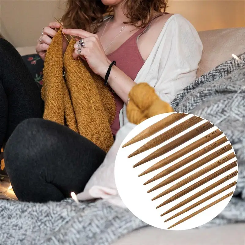 3.0-10mm Natural Bamboo Circular Knitting Needles Stainless Steel Tube Hoop Knitting Needles DIY Hand Sewing Tools Supplies knitting needles knitting supplies knitting craft supplies