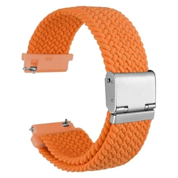 Braided Nylon Watch Band with Quick Release and Silver Stainless Steel Buckle, 20mm - 20mm (Orange)