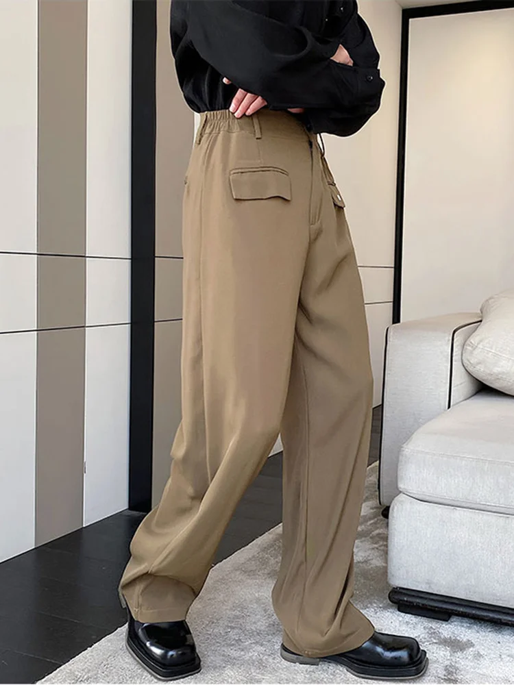 Simple New Straight Men's Trousers Korean Temperament Wide Leg Pants Metal Pockets Design Casual Suit 2022 2A0221 |