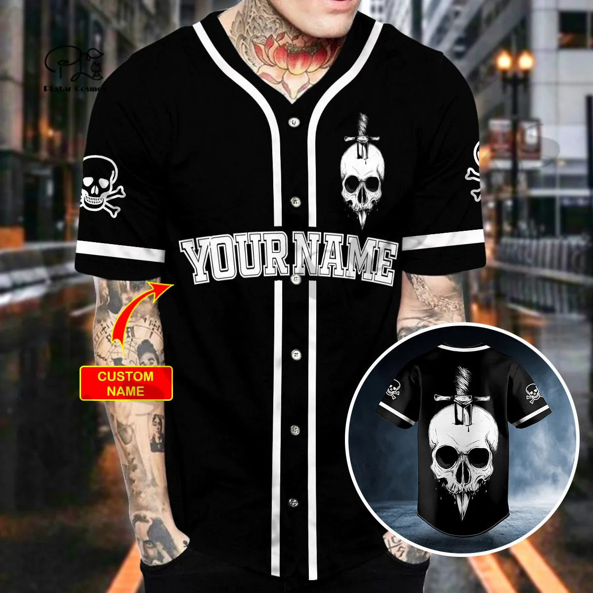 PLstar Cosmos Latest 3D Printed Skull Hippie Baseball Jersey Personalized Summer Shirt Casual Unique Unisex Harajuku Q-1