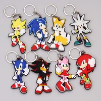 Sonics Keychain Double-sided Cartoon Keychain Anime Movie Derivative Peripherals Backpack Pendant Accessories Kids Birthday Gift 1