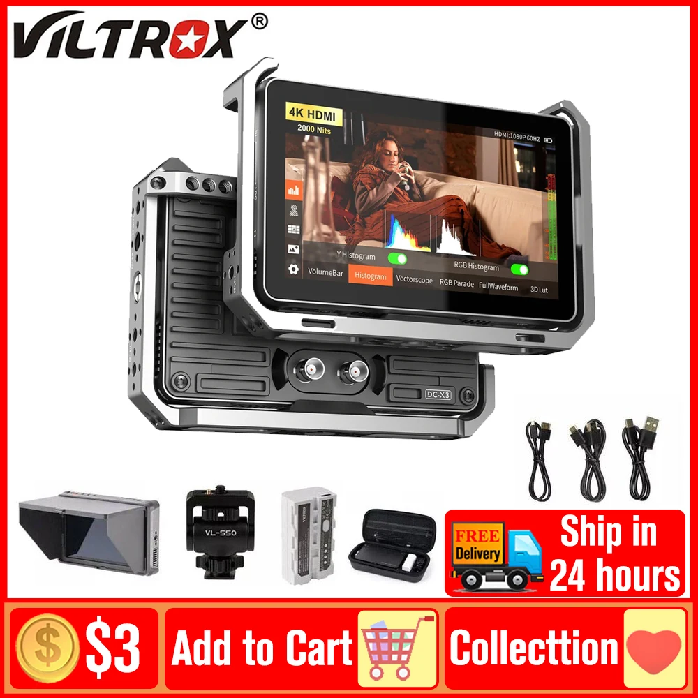 Viltrox DC-X2 DC-X3 Portable Monitor 6 Inch 2000 Nits 4K Touch Screen Profissional Photographic HD FHD Camera Monitor for Video