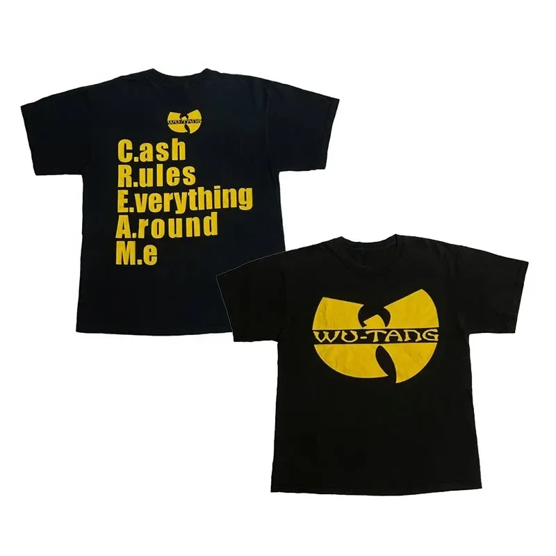 Wu-Tang Clan Retro-Muster bedrucktes amerikanisches Retro-Kurzarm-T-Shirt für Männer und Frauen