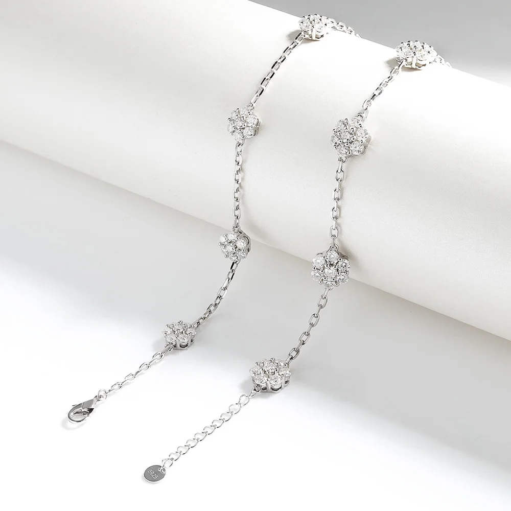 Serenty Flower Shaped D Color Moissanite Pendant Necklace For Women S925 Silver Sparkling Neck Chain Wedding Bridal Gift Jewelry