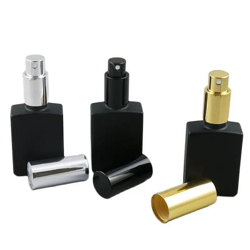 

500pcs/lot 30ml Square White Black Glass Essential Oil Bottles With Mist Sprayer 1OZ Men's Perfume Spray Refillable Bottle