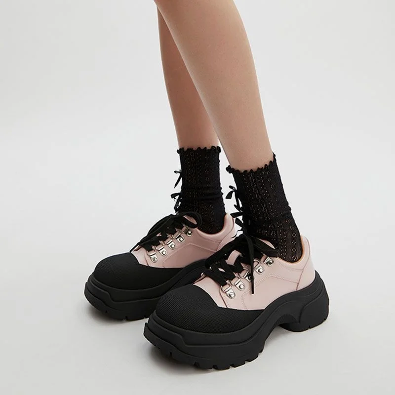 

Round Toe Shallow Mouth Casual Woman Shoe British Style Clogs Platform Loafers With Fur Oxfords Female Footwear Black Flats Prep