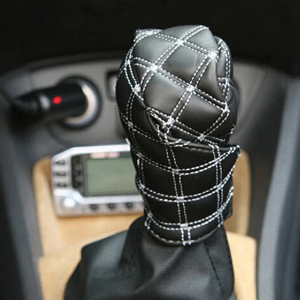 2Pcs Car Gear Shift Knob Cover Antiskid Sweat Absorption Hand Brake Gear Head Cover