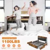 Queen Bed Frame with 4 Storage Drawers and Upholstered Headboard Meal Bed Frame Queen Size Built in Charging Station,Noise Free 6