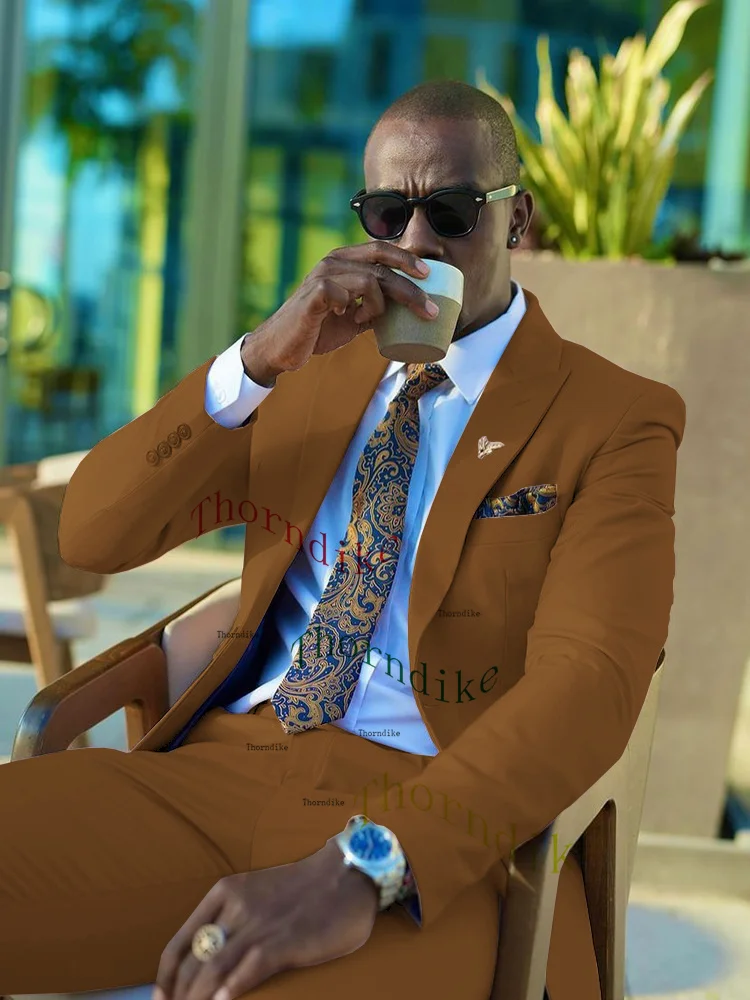 Thorndike Casual Tuxedos For Wedding Mens Business Suit Men's (Blazer+Pant) Slim Groom Trendy British Single-breasted Suits