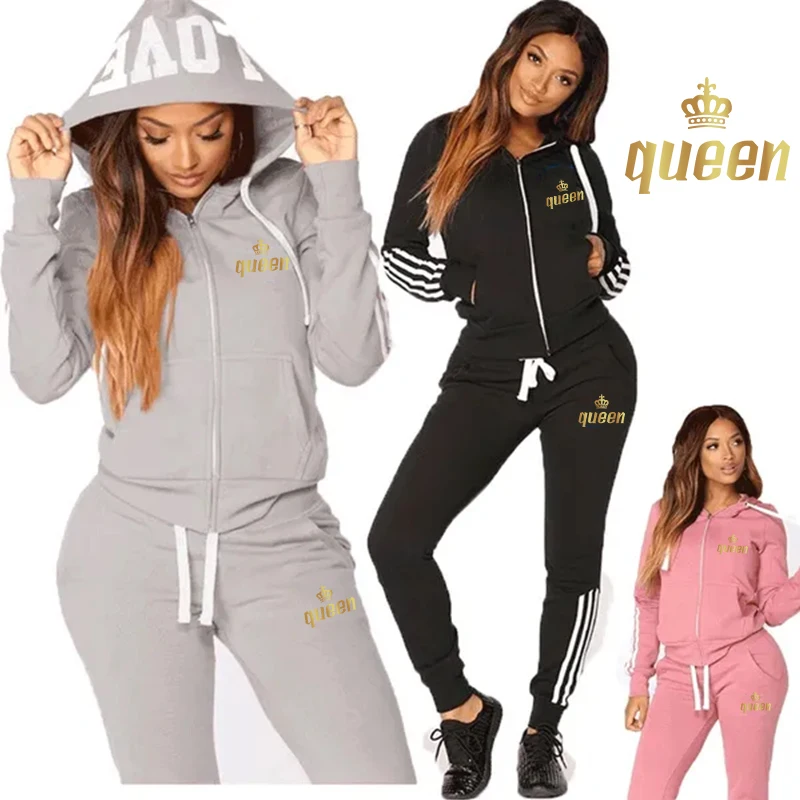 womens hoodie sweatpants 2 piece sweat suits tracksuits hooded jogging sports suits baseball uniforms track suits jogger Summer Womens Hoodie + Sweatpants 2-piece Sweat Suits Tracksuits Hooded Jogging Sports Suits Baseball Uniforms Track Suits