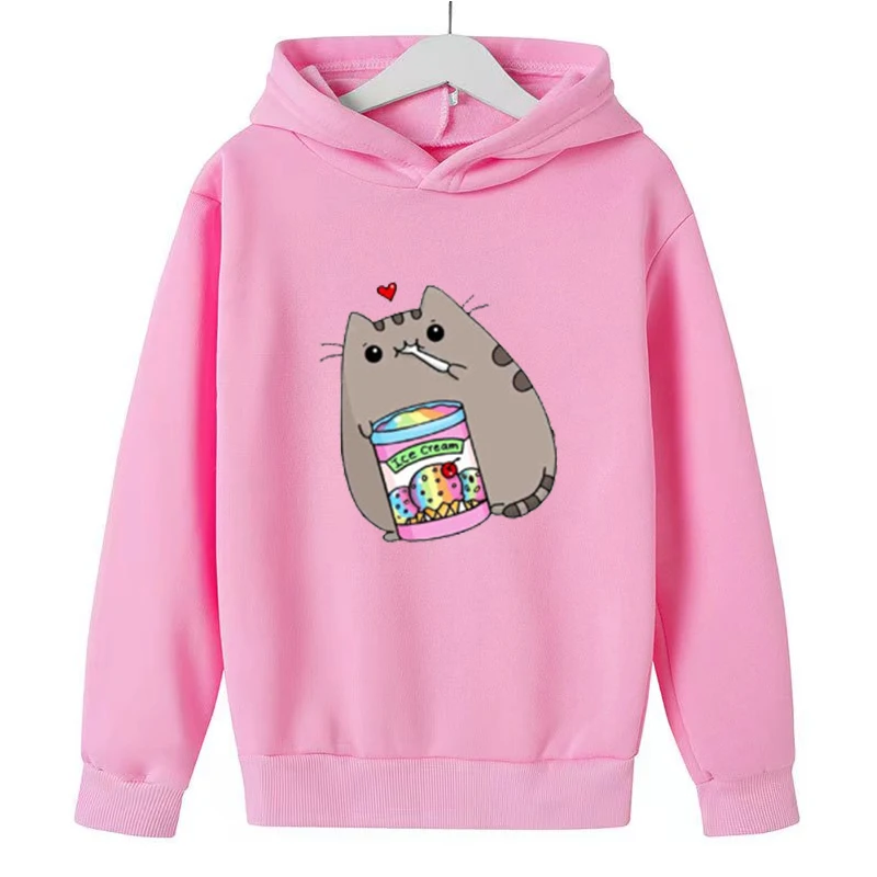 

Cute Nutella Cat Cartoon Printed Hoodie Kids Clothing Fun Sweatshirt For Girls/boys Harajuku Kawaii Fall/Winter Casual Coat Top