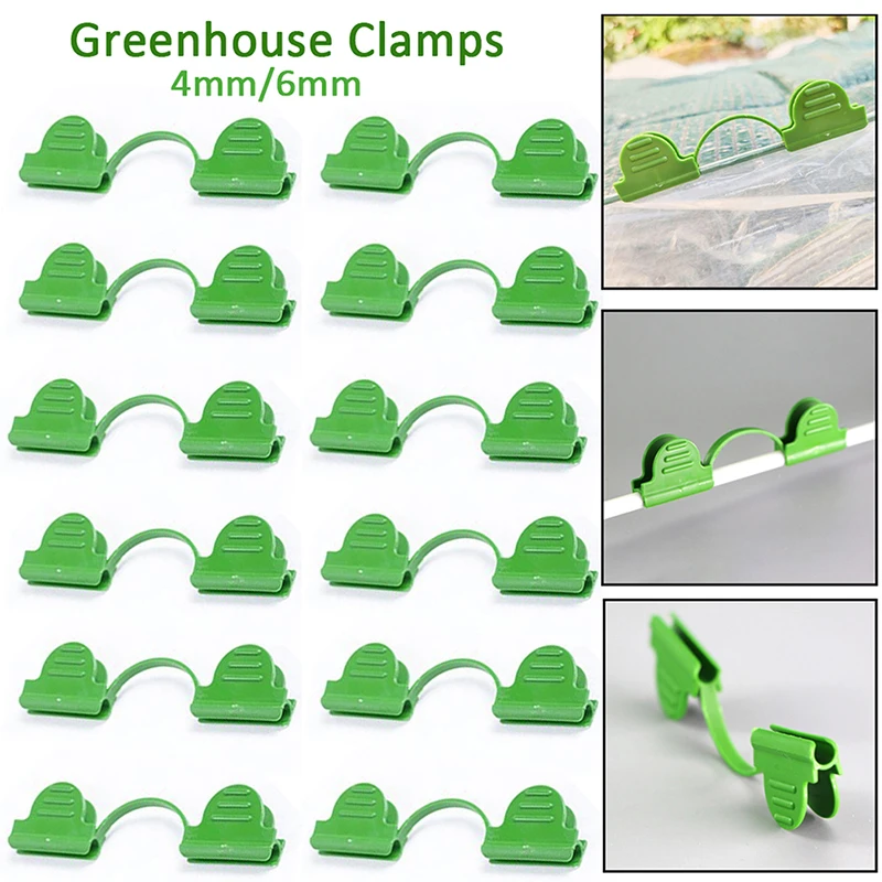 25/50/100Pcs Greenhouse Film Clamp 4/6Mm Row Cover Netting Tunnel Clip Frame Shading Net Rod Extension Support For Elbow Bracket