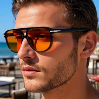 SO & EI rétro Double ponts pilote hommes Rivets lunettes de soleil marque de mode concepteur femmes luxe lunettes de soleil bleu Orange nuances UV400 1