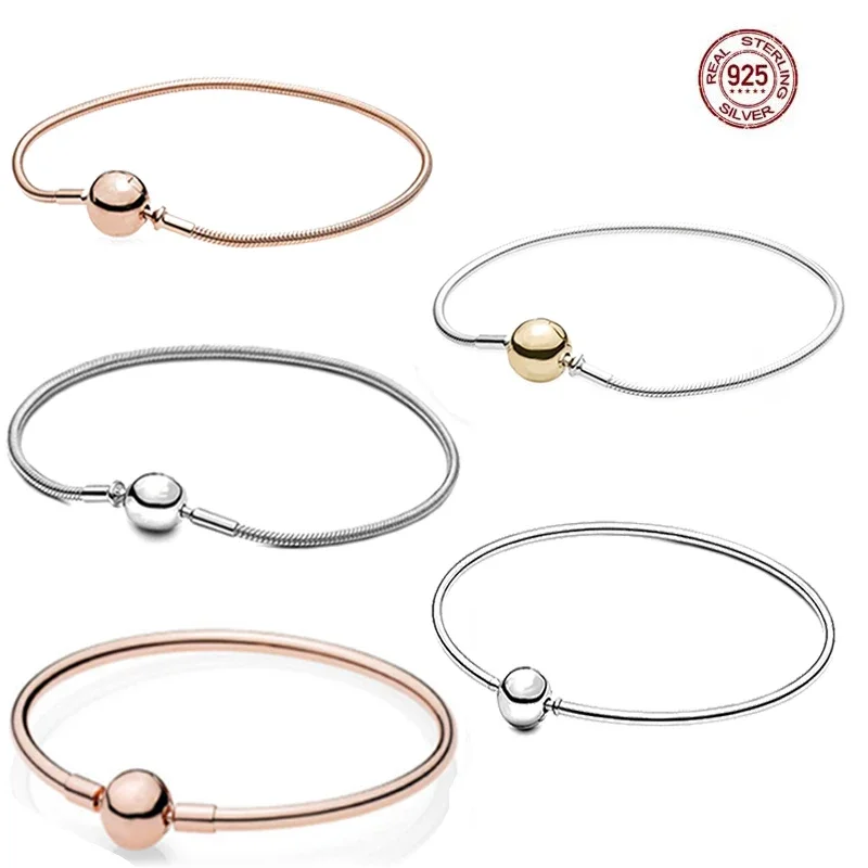 

Trendy fashion round head buckle fine chain snake bone bracelet fit for original exquisite beads DIY exquisite jewelry